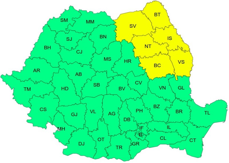 Cod galben de ger în Neamț. ANM anunță nopți cu până la -14°C Cod galben de ger în Neamț. ANM anunță nopți cu până la -14°C