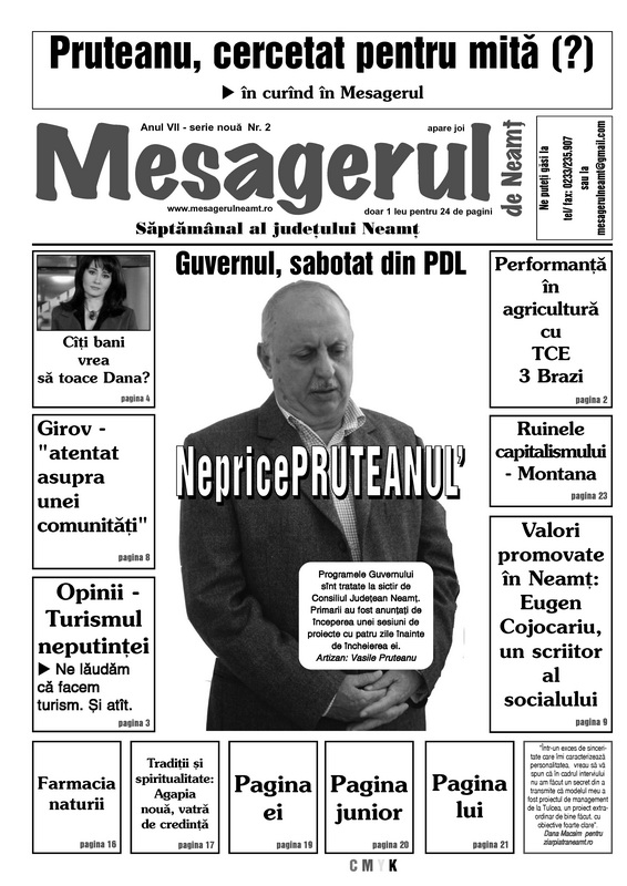 MESAGERUL 700 / O preocupare constantă de la primul număr – Corupția din Consiliul Județean Neamț 1 nr 2 pagina 1 resize