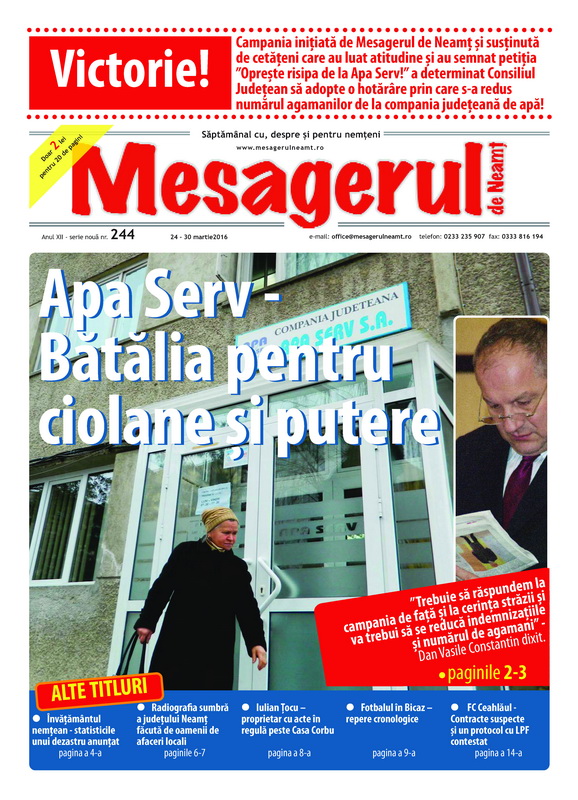 MESAGERUL 700 / O preocupare constantă de la primul număr – Corupția din Consiliul Județean Neamț 2 nr 244 pagina 1 resize