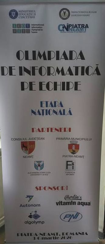 Ediția a IX-a a Olimpiadei Naționale de Informatică pe Echipe și concursul PROSOFT@NT încep la Piatra Neamț