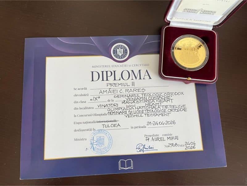aramaiei b - Patru elevi, patru premii: Seminarul de la Mănăstirea Neamț confirmă că performanța nu e întâmplătoare