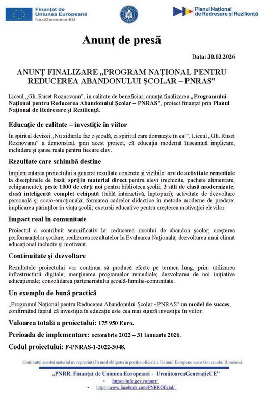 Liceul ”Gheorghe Ruset Roznoveanu” – proiecte, rezultate și perspective! 4 roznovanu anunt 01 resize