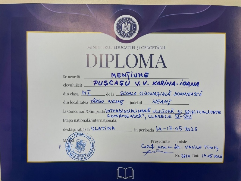 Elevă din Târgu Neamț, premiată la o olimpiadă națională 2 WhatsApp Image 2026 05 18 at 15.12.29 1 1