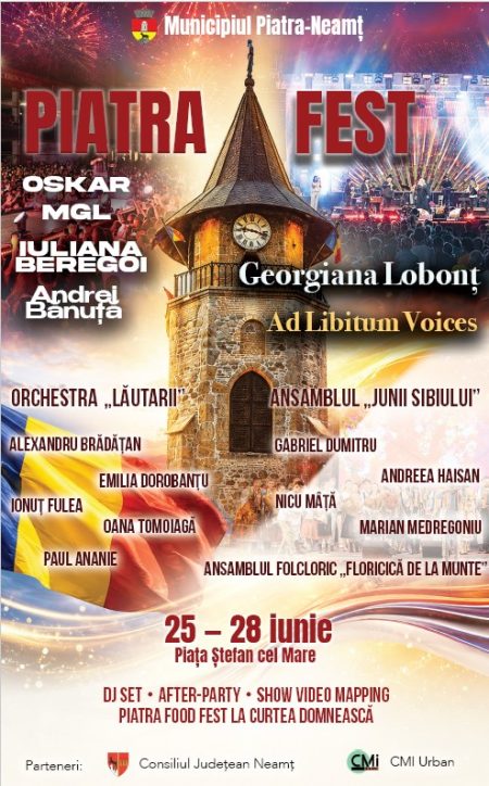 Piatra Fest 2026: Zilele Municipiului Piatra-Neamț – patru zile de sărbătoare, recunoștință, tradiție și bucurie în inima orașului Piatra Fest 2026