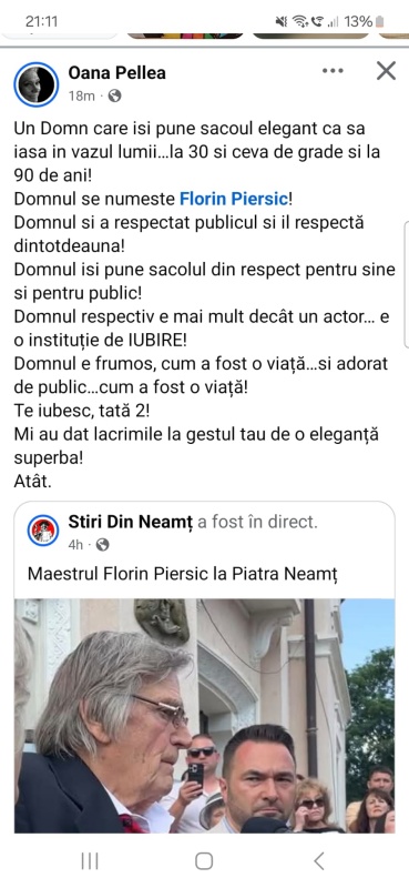 VIDEO. O discuție cu maestrul Florin Piersic la Piatra Neamț 2 WhatsApp Image 2026 06 26 at 21.11.34
