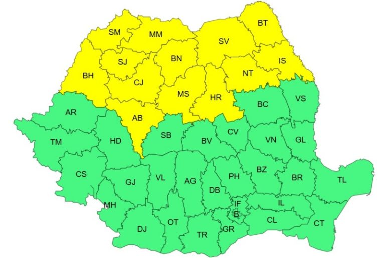 Cod galben de instabilitate atmosferică în Neamț cod galben