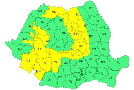 Cod galben de instabilitate atmosferică și averse în partea de vest a județului Neamț cod galben 2