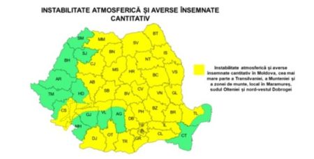 Județul Neamț sub atenționare cod galben de ploi cod galben iunie 2026