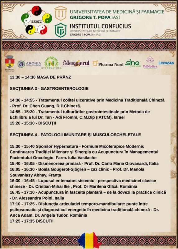 Programul celui de al 7-lea Congres Internațional de Medicină Tradițională Chineză, găzduit de Piatra Neamț 3 curs 3