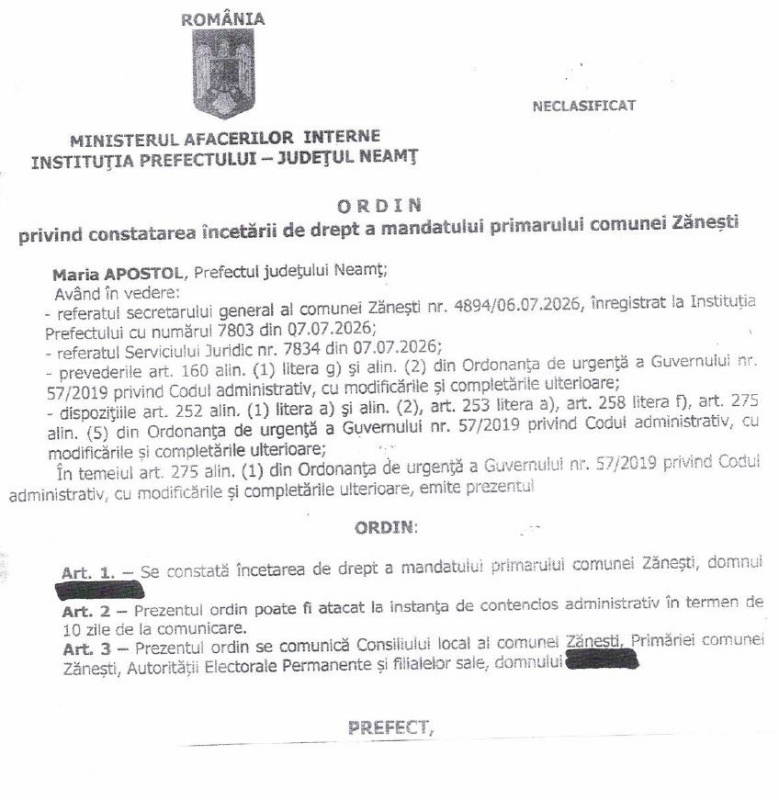 Prefectura Neamț a dat ordinul de încetare a mandatului primarului comunei Zănești – Ioan Filip a pierdut funcția din cauza acuzelor de corupție 1 Zanesti