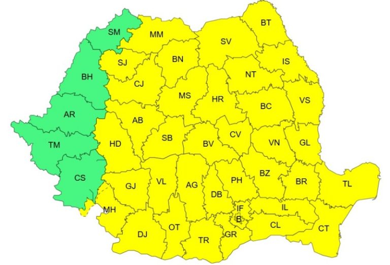 Știre actualizată. Cod galben de furtună în județul Neamț cod galben
