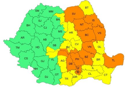 Cod portocaliu de averse, vijelii și grindină în Neamț cod portocaliu