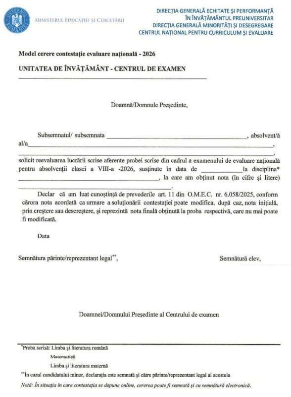Evaluarea Națională 2026 – încă două zile pentru depunerea de contestații! 1 contestatie