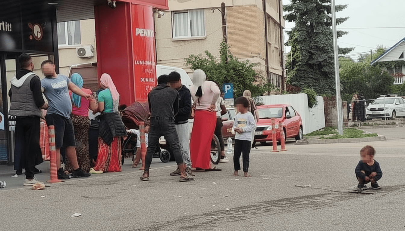 Seara obișnuită în fața unui market din Târgu-Neamț 1 nou nou