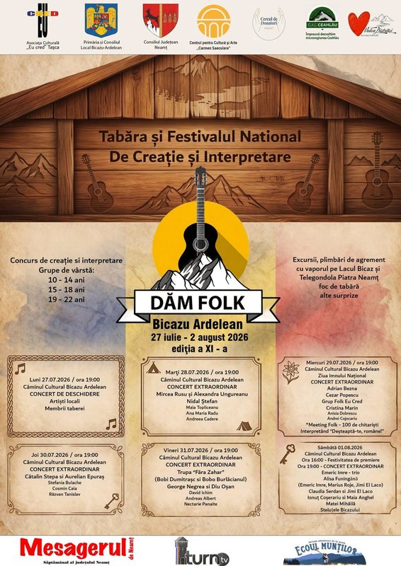 Festivalul „Dăm Folk”, ediția a XI-a: Fără Zahăr și Emeric Imre, în concertele de vineri și sâmbătă 4 program dam folk 4