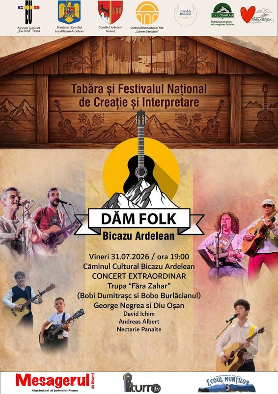 Festivalul „Dăm Folk”, ediția a XI-a: Fără Zahăr și Emeric Imre, în concertele de vineri și sâmbătă 1 program dam folk 9