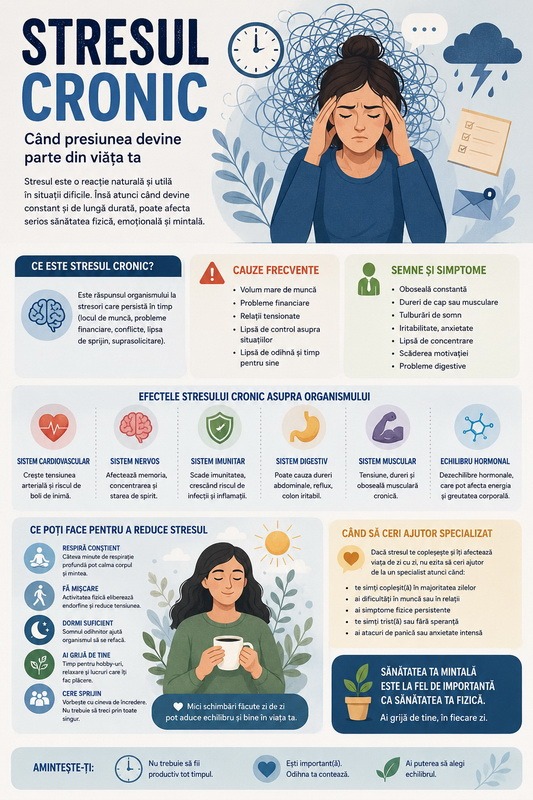Stresul cronic: cum viața modernă ne îmbolnăvește pe termen lung 1 stres cronic infografic resize
