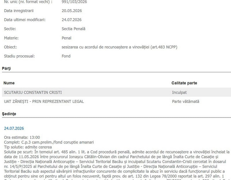 zanesti crop tribunal - Dosarul de corupție de la Zănești: Materiale în exces, oferte încurcate între ofertanți