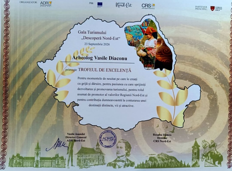 Arheologul Vasile Diaconu, premiat la Gala „Descoperă Nord-Est” pentru contribuția la promovarea turismului 3 Arheologul Vasile Diaconu, premiat la Gala „Descoperă Nord-Est” pentru contribuția la promovarea turismului