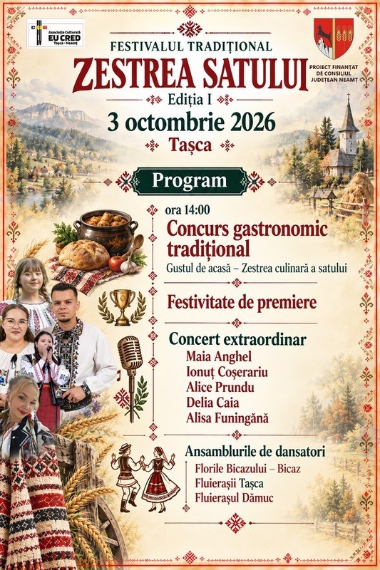 Tașca. Festivalul Tradițional Zestrea Satului: „Tradiția ne unește, valorile ne definesc!”