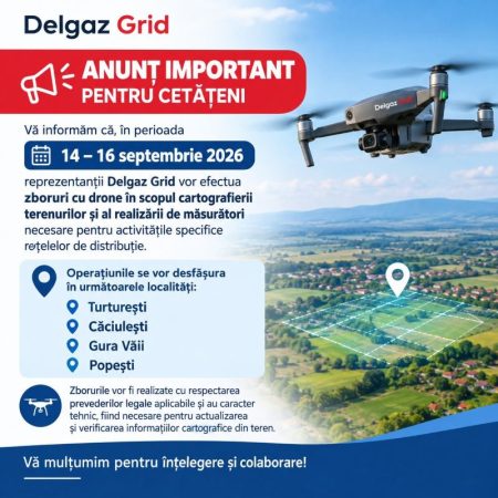 Comună din Neamț, survolată de drone. La Girov se fac cartografieri pentru rețeaua de gaze naturale