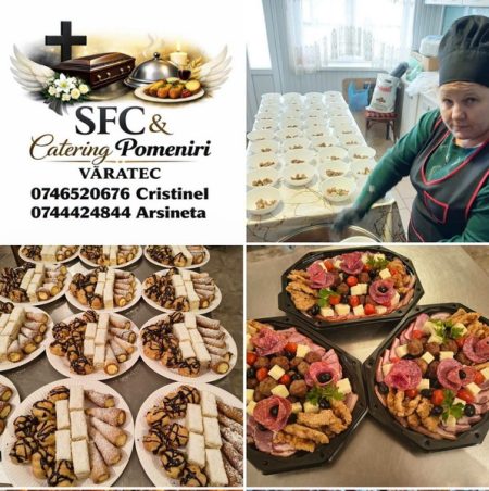 Preparatele tradiționale și aranjamentele pentru evenimente la SFC Catering Văratec.