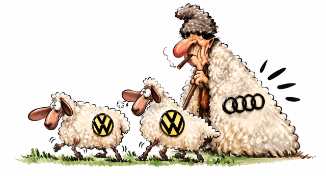 Pășunat de joasă tensiune monofazat 1 Ilustrație cu cioban și trei oi pe iarbă, simbol VW.