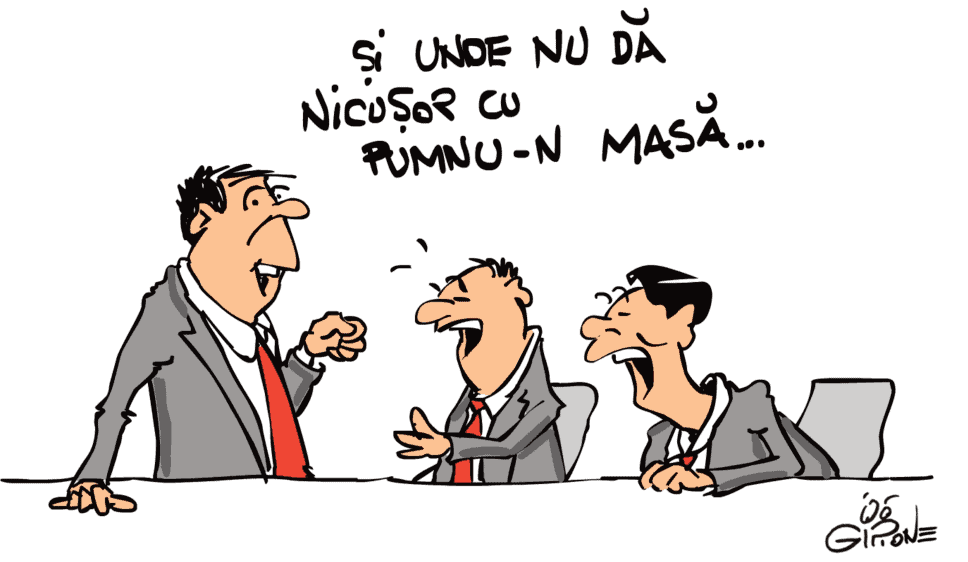Nici Grindeanu la volan, nici Ilie Bolojan 1 Desen satiric: „Și unde nu dă Nicușor cu pumnu-n masă...”