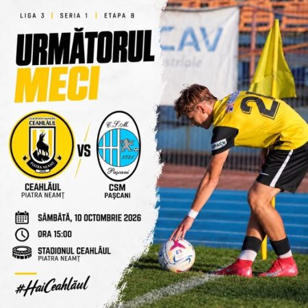 Fotbal, Liga a III-a. După punctul smuls la Adjud, Ceahlăul își joacă acasă șansa primei victorii