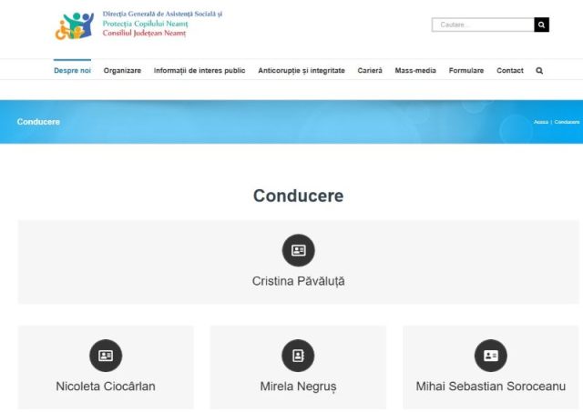 Știre actualizată. Directorul adjunct fără nume de pe site-ul DGASPC Neamț. O casetă goală în pagina conducerii