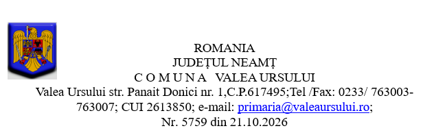 Primăria Valea Ursului solicită implicarea publicului în etapa elaborării propunerilor pentru actualizarea PUG-ului și al Regulamentului Local de Urbanism