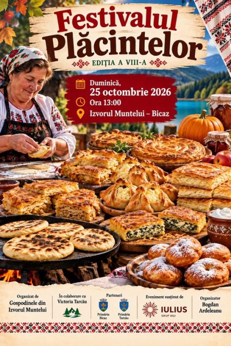 Festivalul Plăcintelor la Izvorul Muntelui, eveniment caritabil cu delicii tradiționale.