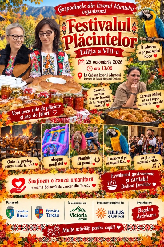 Festivalul Plăcintelor la Cabana Izvorul Muntelui, organizat în scop caritabil