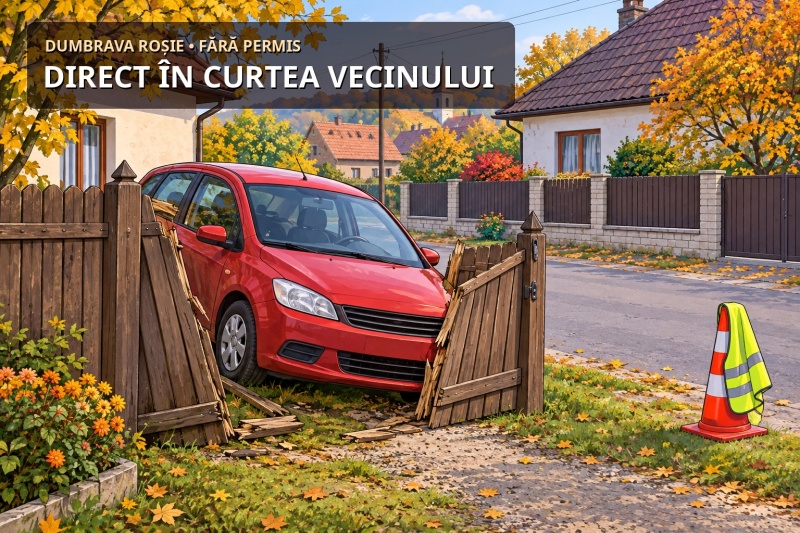 Plimbare scurtă, pagube mari: a luat mașina tatălui, deși nu avea permis și a ajuns în curtea vecinului 1 Plimbare scurtă, pagube mari: a luat mașina tatălui, deși nu avea permis și a ajuns în curtea vecinului