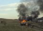 Botoșani. O autoutilitară a fost incendiată intenționat și a ars în totalitate